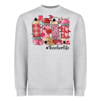 Heather Grey valentines day teacher life Heavyweight Sweatshirt - MaliasSmallBusiness
