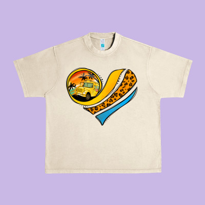 School Bus Heart Urban Heavy Tee Designed By Jasminsmagicworld
