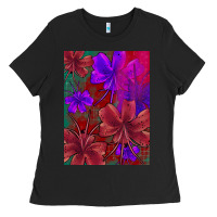 Black floral pattern Ladies Tee - JahusDesignShop