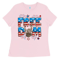 Bubblegum Pink Freedom rock hand Ladies Tee - Neo Western