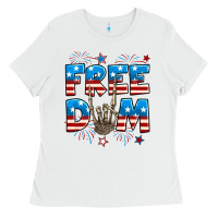 White Freedom rock hand Ladies Tee - Neo Western