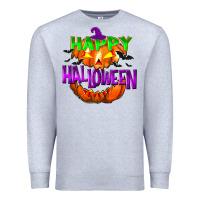 Heather Grey Happy Halloween Premium Sweatshirt - NancyCooperArtShop
