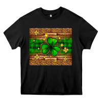 Black St. Patrick's Day shamrock leopard Heavy Core Tee - Neo Western