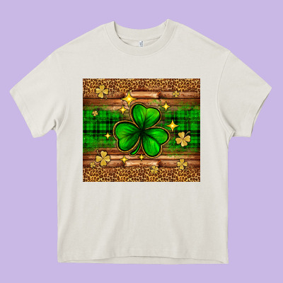 St. Patrick's Day Shamrock Leopard Heavy Core Tee Designed By Neo Western
