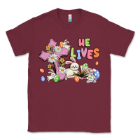 Burgundy he lives with bunnys and eggs Classic Tee - MaliasSmallBusiness
