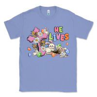 Colony Blue he lives with bunnys and eggs Classic Tee - MaliasSmallBusiness