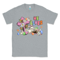 Heather Grey he lives with bunnys and eggs Classic Tee - MaliasSmallBusiness