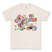 Natural he lives with bunnys and eggs Classic Tee - MaliasSmallBusiness