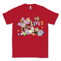Red he lives with bunnys and eggs Classic Tee - MaliasSmallBusiness