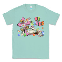 Seafoam he lives with bunnys and eggs Classic Tee - MaliasSmallBusiness