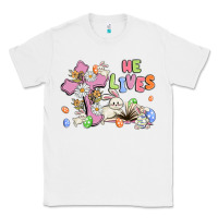 White he lives with bunnys and eggs Classic Tee - MaliasSmallBusiness