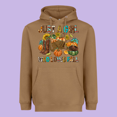 Just A Girl Who Loves Fall Heavyweight Hoodie Designed By Texasbilliewilder