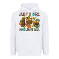 White Just a Girl Who Loves Fall Heavyweight Hoodie - texasbilliewilder