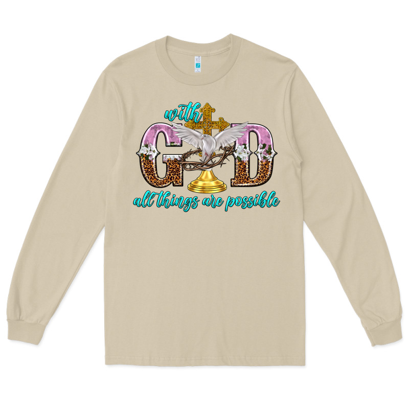 With God All Things Are Possible Long Sleeve Tee by NancyCooperArtShop | Teevron