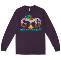 Plum with god all things are possible Long Sleeve Tee - NancyCooperArtShop