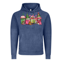 Vintage Denim pink christmas gnomes coffee cups Vintage Hoodie - Jasminsmagicworld