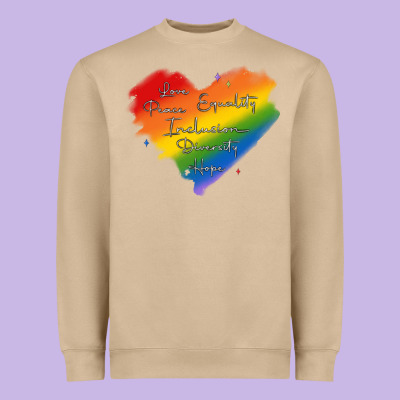Kindness Equality Peace Love Inclusion Diversity H Heavyweight Sweatshirt Designed By Maliassmallbusiness