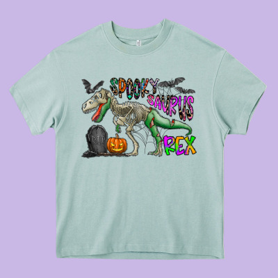 Spooky Saurus Rex Heavy Core Tee Designed By Cowhidedigitalart