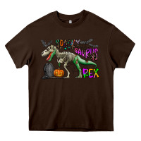 Chocolate Brown spooky saurus rex Heavy Core Tee - CowhideDigitalArt
