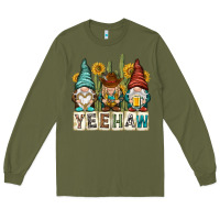 Army Green yeehaw with gnomies Long Sleeve Tee - NancyCooperArtShop