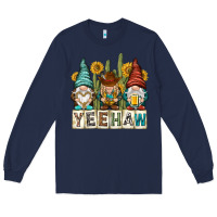 Navy yeehaw with gnomies Long Sleeve Tee - NancyCooperArtShop