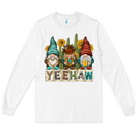 White yeehaw with gnomies Long Sleeve Tee - NancyCooperArtShop
