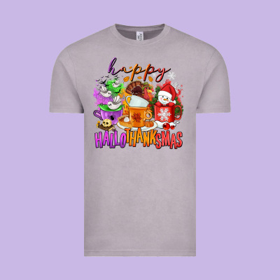 Happy Hallothanksmas Coffee Cups Vintage Tee Designed By Nancycooperartshop