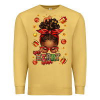Antique Gold one merry nana christmas afro messy bun Premium Sweatshirt - texasbilliewilder