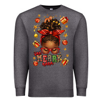 Charcoal Heather one merry nana christmas afro messy bun Premium Sweatshirt - texasbilliewilder