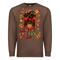 Chestnut one merry nana christmas afro messy bun Premium Sweatshirt - texasbilliewilder