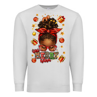 Dove Grey one merry nana christmas afro messy bun Premium Sweatshirt - texasbilliewilder