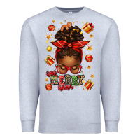 Heather Grey one merry nana christmas afro messy bun Premium Sweatshirt - texasbilliewilder