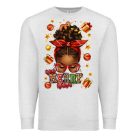Oatmeal Heather one merry nana christmas afro messy bun Premium Sweatshirt - texasbilliewilder