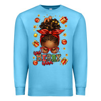 Ocean Blue one merry nana christmas afro messy bun Premium Sweatshirt - texasbilliewilder