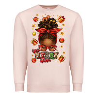 Pale Pink one merry nana christmas afro messy bun Premium Sweatshirt - texasbilliewilder