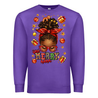 Purple one merry nana christmas afro messy bun Premium Sweatshirt - texasbilliewilder