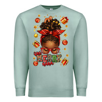 Seafoam one merry nana christmas afro messy bun Premium Sweatshirt - texasbilliewilder