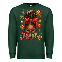 Sports Green one merry nana christmas afro messy bun Premium Sweatshirt - texasbilliewilder