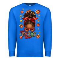 True Royal one merry nana christmas afro messy bun Premium Sweatshirt - texasbilliewilder