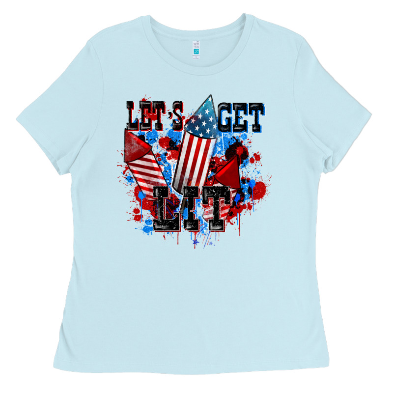 Let's Get Lit 4th Of July Ladies Tee by CowGirlArtShop | Teevron