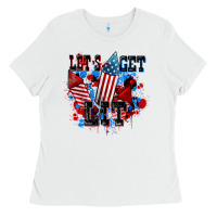 White Let's get lit 4th of july Ladies Tee - CowGirlArtShop