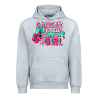 Heather Grey Cancer picked the wrong girl Breast Cancer Urban Hoodie - FaDigitalArtStudio