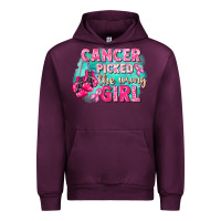 Mauve Wine Cancer picked the wrong girl Breast Cancer Urban Hoodie - FaDigitalArtStudio