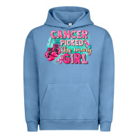 Pigment Pebble Blue Cancer picked the wrong girl Breast Cancer Urban Hoodie - FaDigitalArtStudio