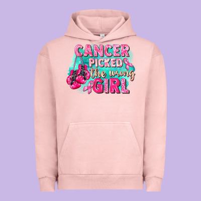Cancer Picked The Wrong Girl Breast Cancer Urban Hoodie Designed By Fadigitalartstudio