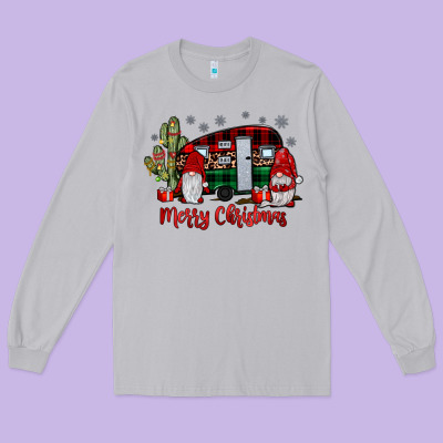 Merry Christmas Gnome Caravan Long Sleeve Tee Designed By Jahusdesignshop