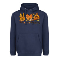 Navy Peace Love Thanksgiving Heavyweight Hoodie - texasbilliewilder