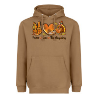 Toasted Coconut Peace Love Thanksgiving Heavyweight Hoodie - texasbilliewilder