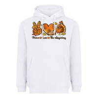 White Peace Love Thanksgiving Heavyweight Hoodie - texasbilliewilder