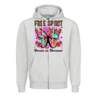 Dove Grey free spirit dream on dreamer Zipper Hoodie - Artiststas